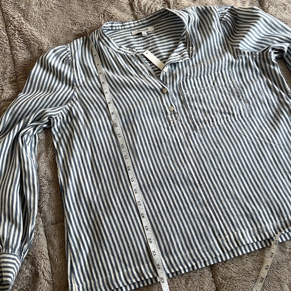 Madewell Puff-Sleeve Button Down Stripe - Picture 11 of 12
